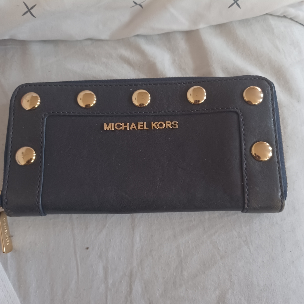 Michael Kors Navy and Gold Studded Wallet